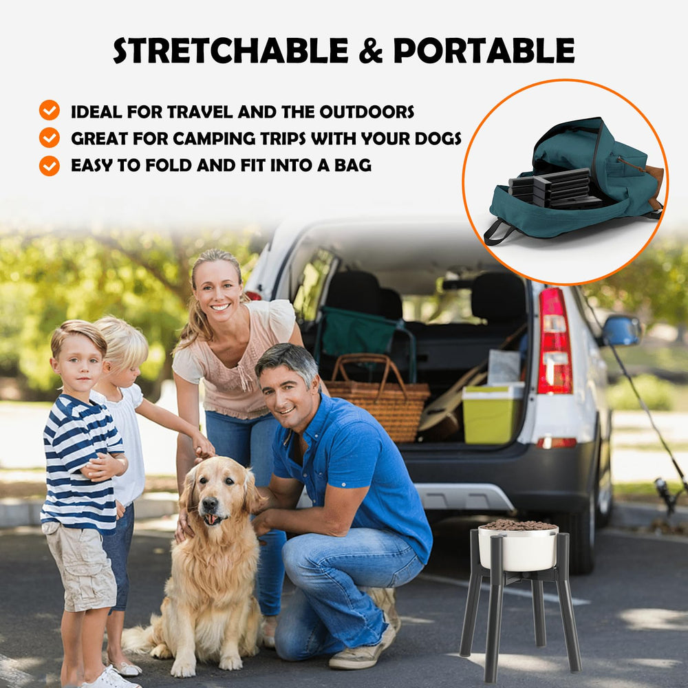 TIDANT elevated dog bowl stand with angled legs and rubber feet prevents tipping during meals.