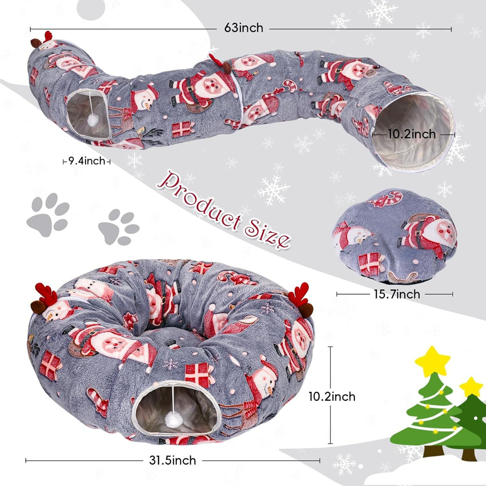 Tidjani cat tunnel bed round mat provides a cozy lounging spot for indoor cats after play.