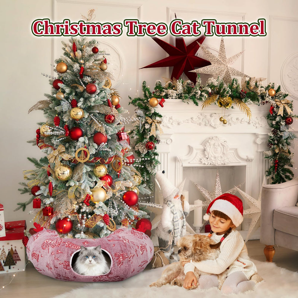 Tidjani cat tunnel Christmas decorator-protector helps decorate while keeping pets at bay