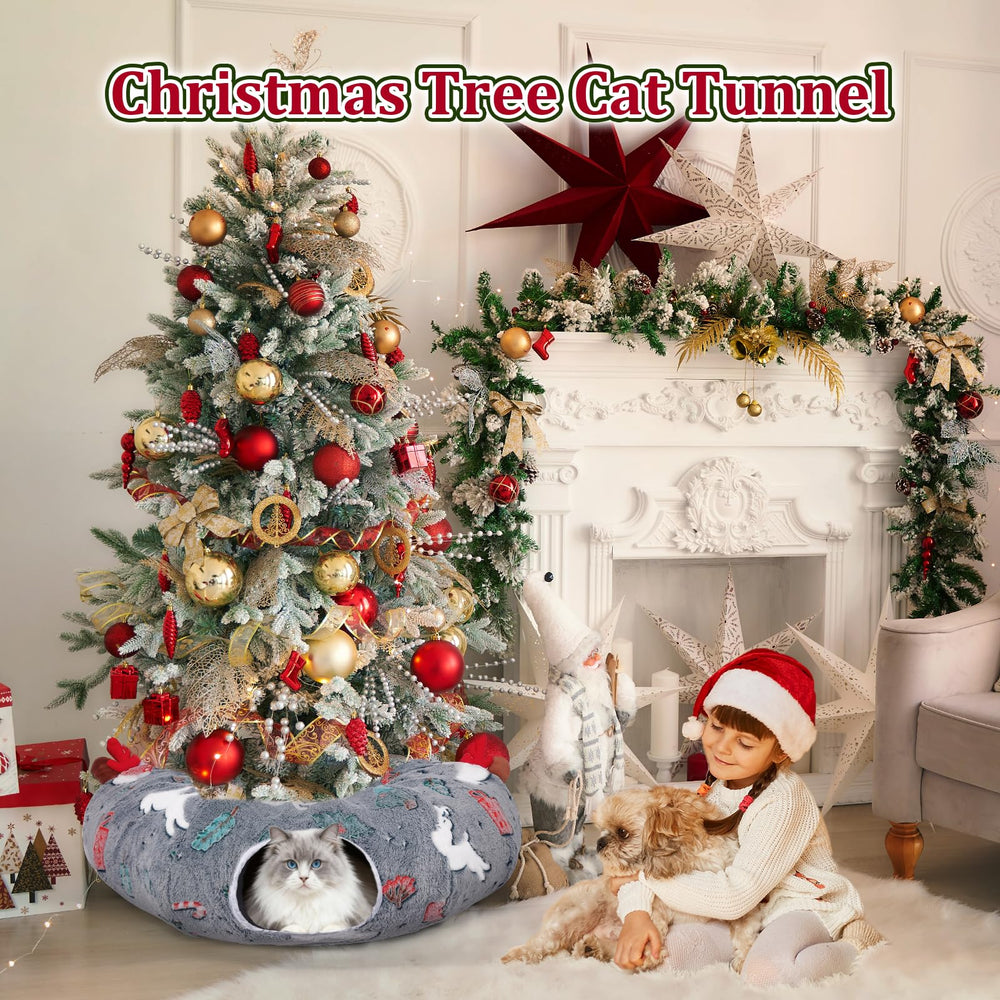 Tidjani cat-tunnel-christmas-patterns-elk-leaf accentuates holiday décor appeal.