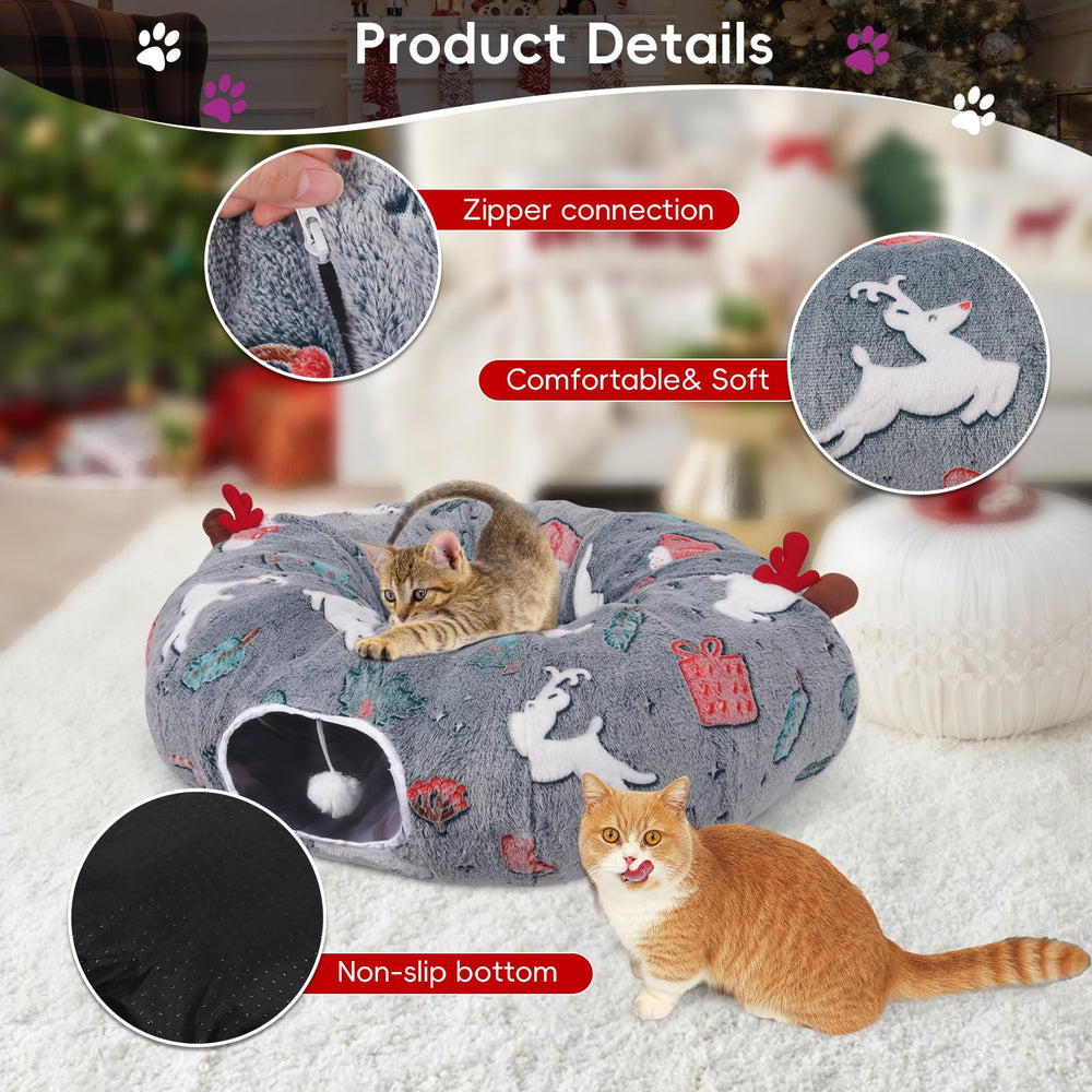 Tidjani cat-tunnel-hanging-ball adds interactive play opportunities.