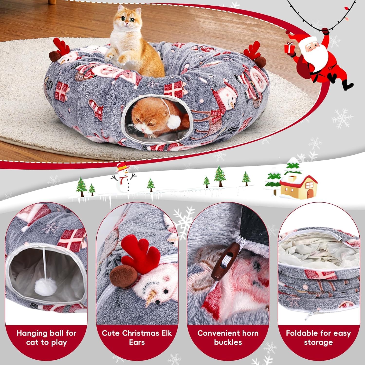 Tidjani cat tunnel with ox horn buckles ensures quick assembly and secure connections.