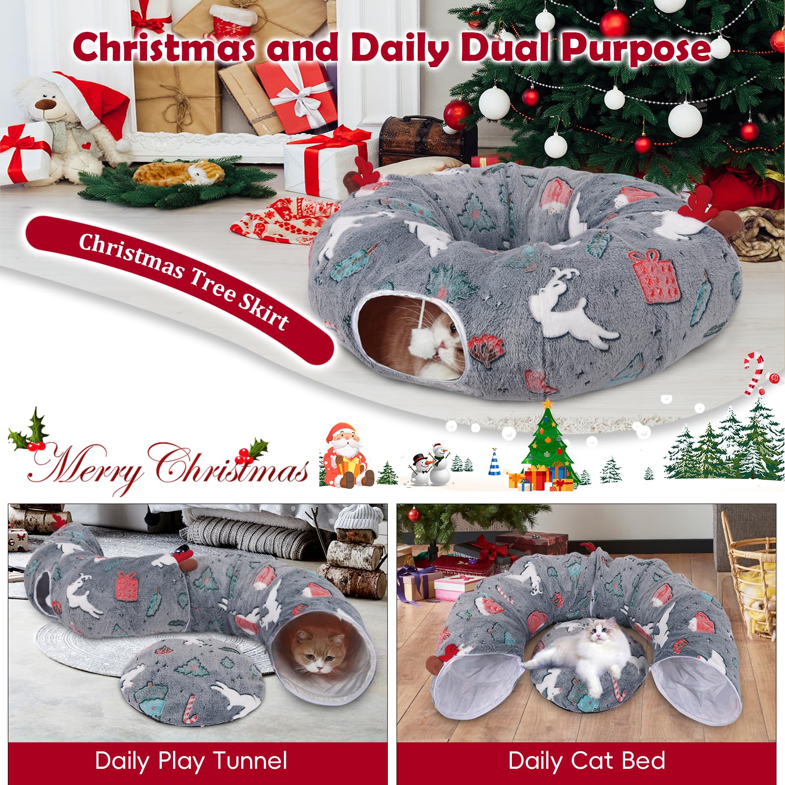 Tidjani cat-tunnel-soft-plush highlights warm, plush fabric for comfy lounging.