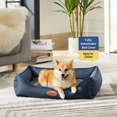 Tidore dog bed with removable cover and zipper for easy cleaning.