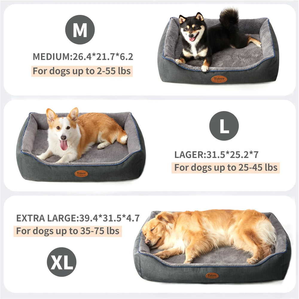 Tidore dog bed features waterproof lining to protect against spills and accidents.