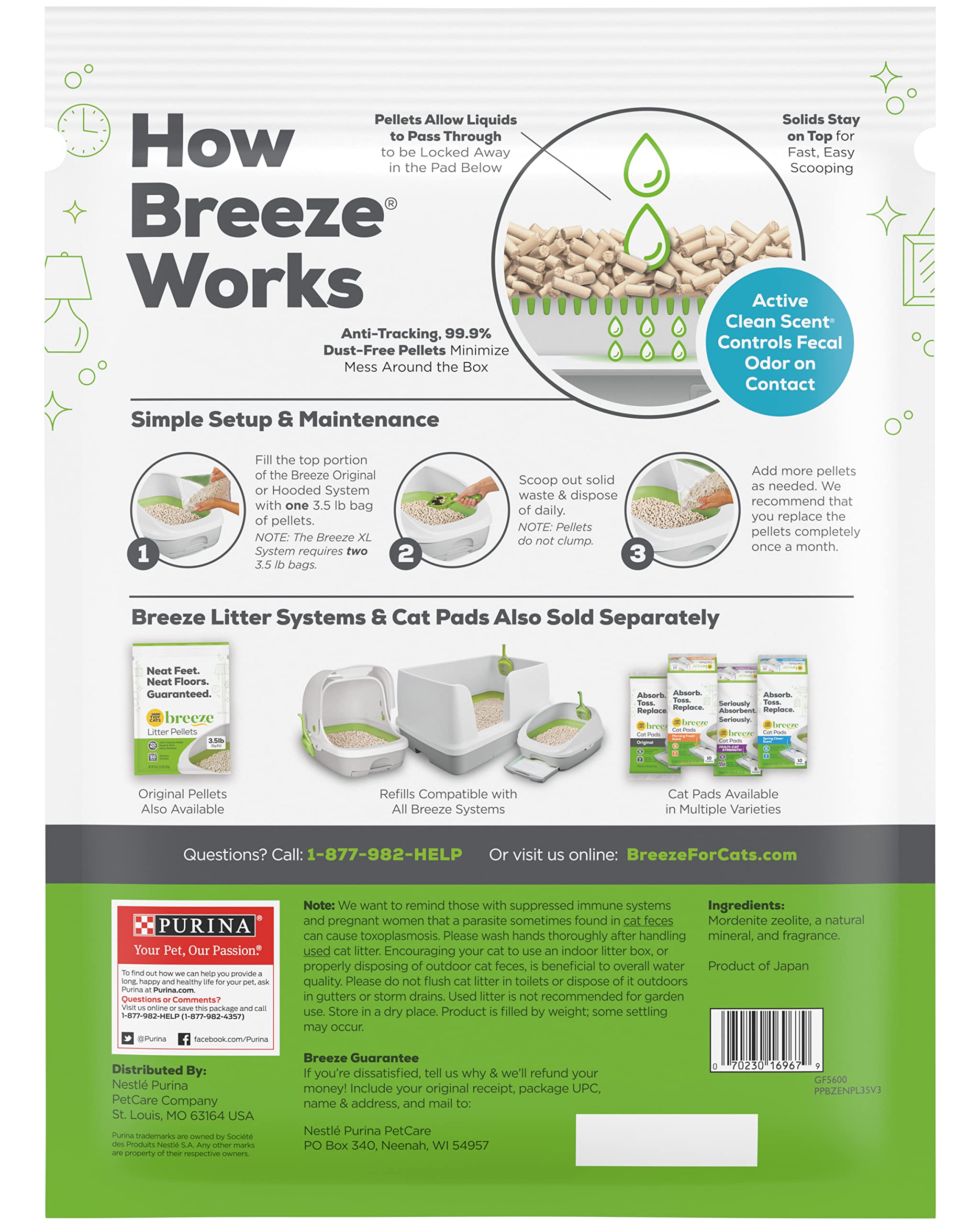 Purina Tidy Cats Breeze Litter Pellets refill bag open ready for quick box top-ups.
