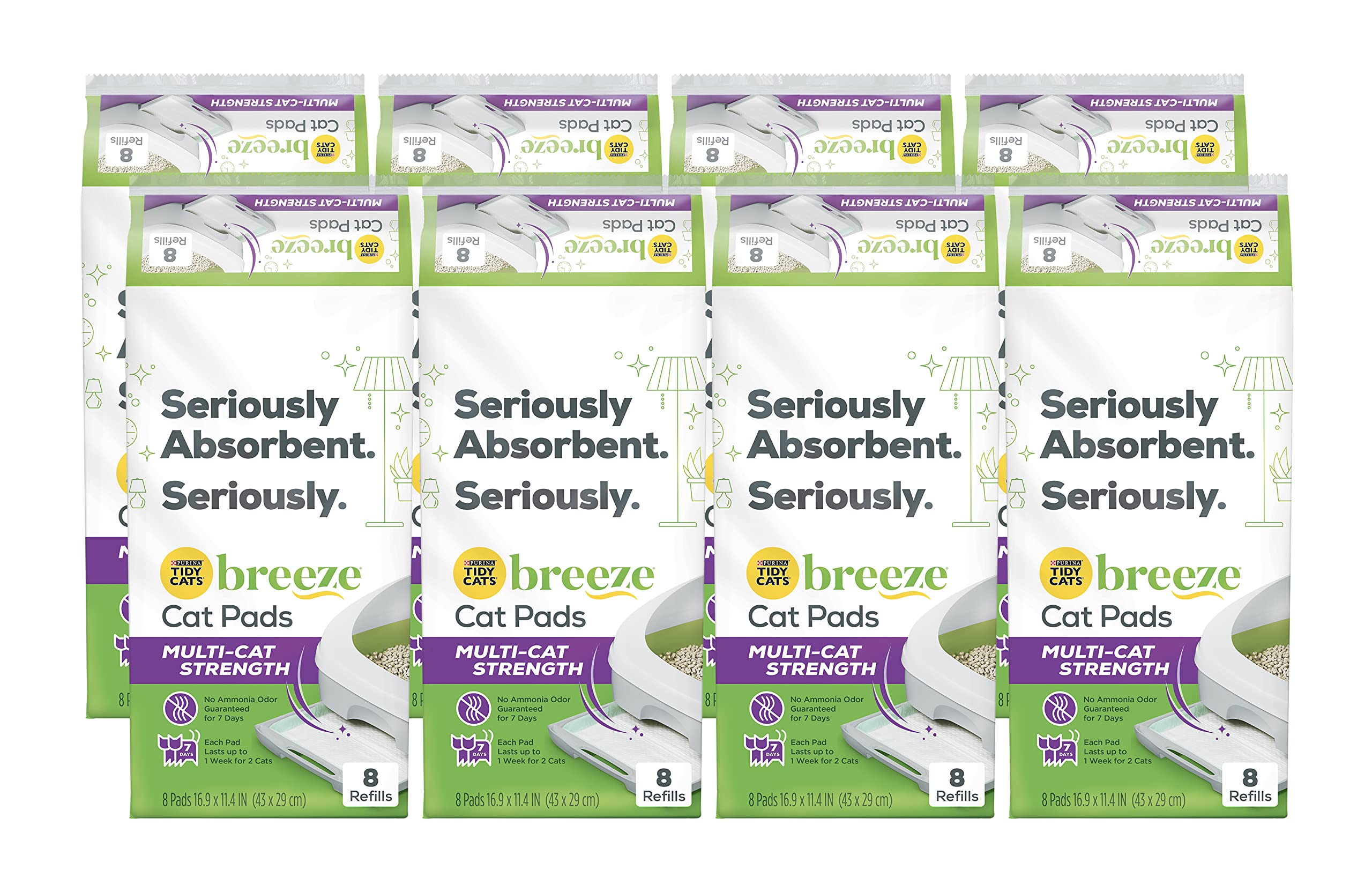 Tidy Cats Breeze pads refill pack for multi-cat use keeps litter box fresh