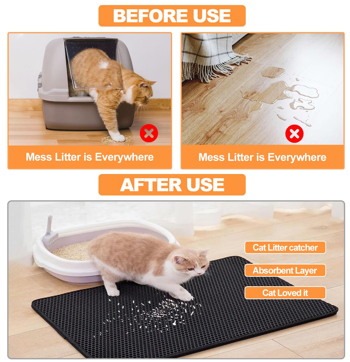 TidyNuts cat litter mat washable EVA material makes cleaning easy for busy homes