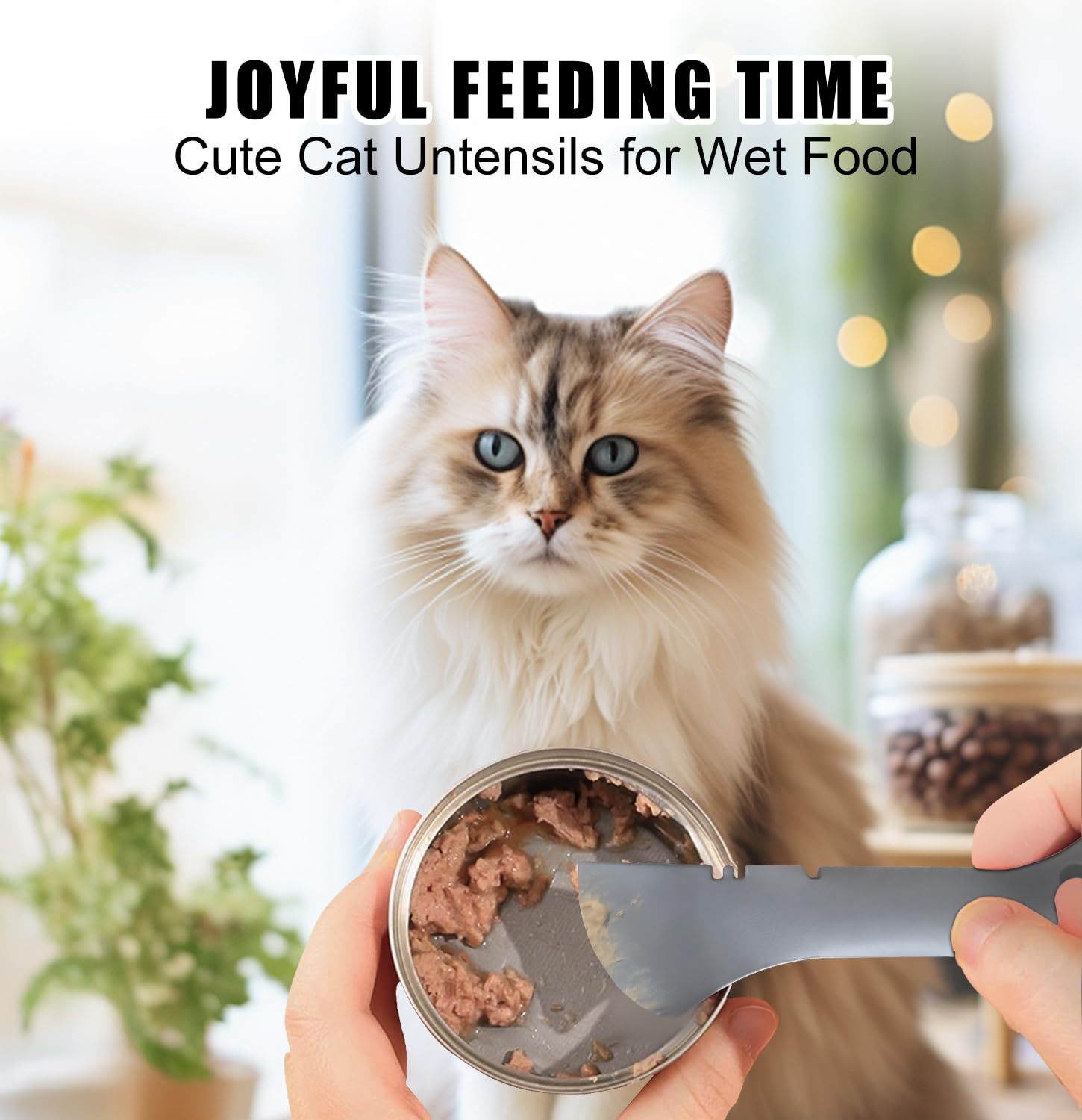 TidyNuts gift-ready cat spoon in grey promotes comfortable meals.