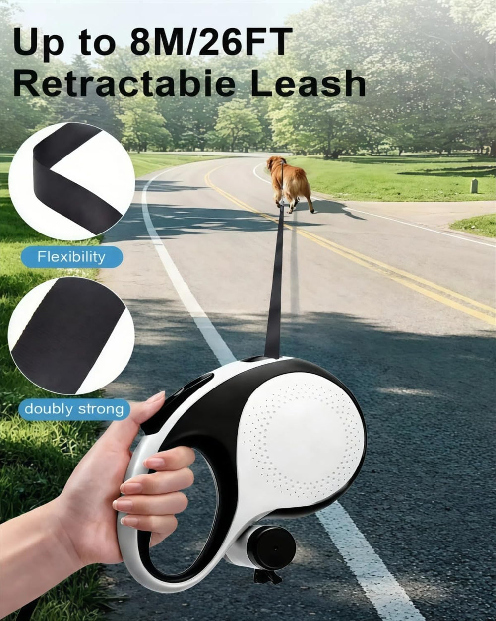 TidyTrek large-dog leash soft-tpe-grip ensures secure, comfortable control for bigger breeds.