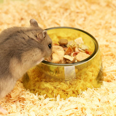 TieLishor elevated food-water bowl design helps contain spills in small habitats.