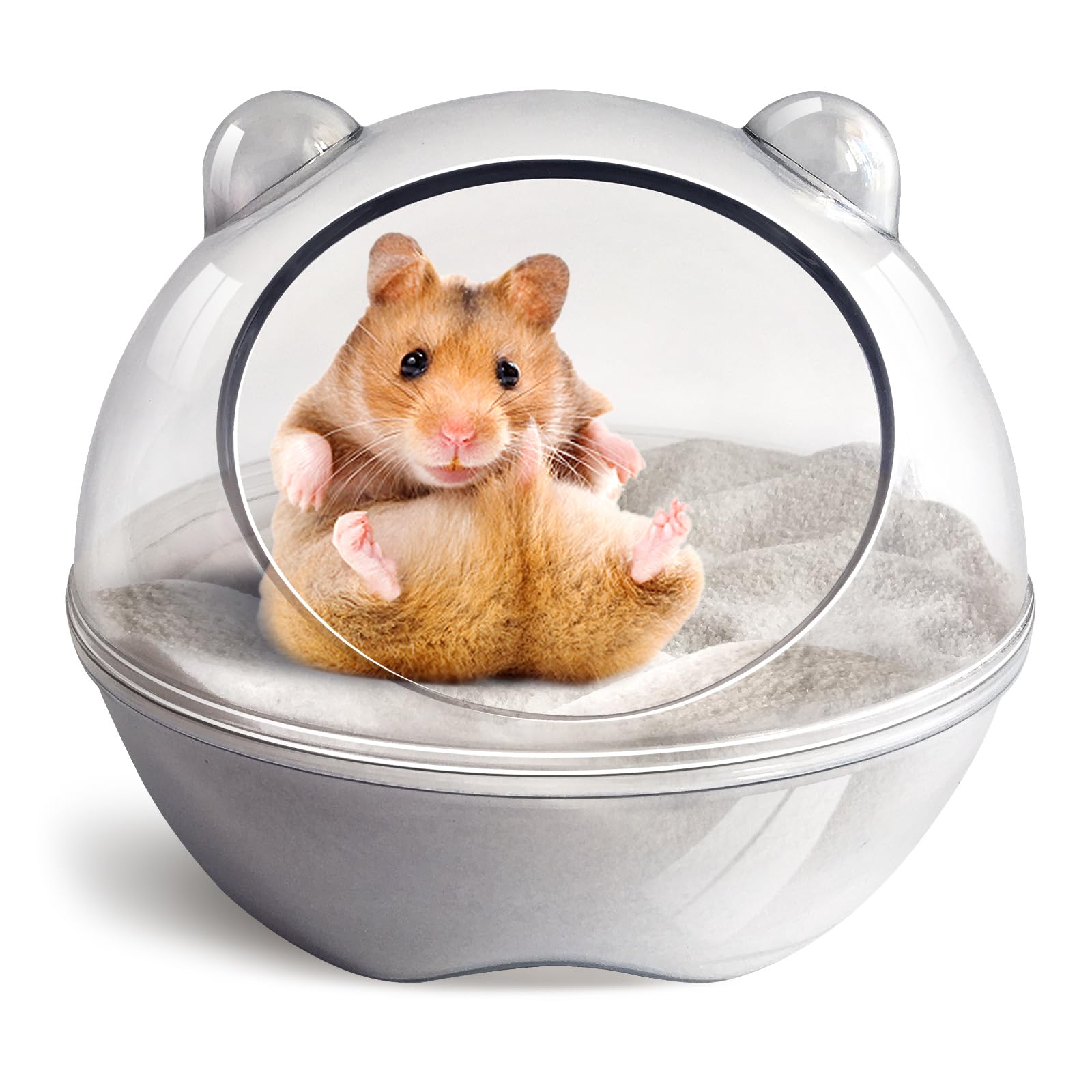 TieLishor hamster-sand-bath-container in transparent material for easy cleaning and observation.