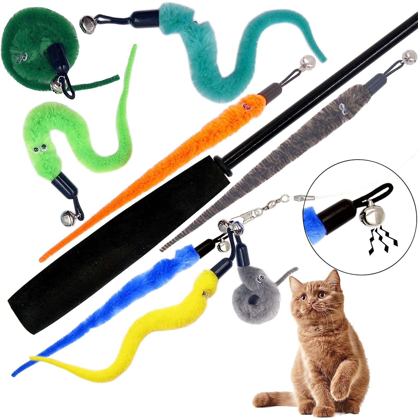 TIENAILING cat worm refill durable-polyester promises long-lasting play sessions.