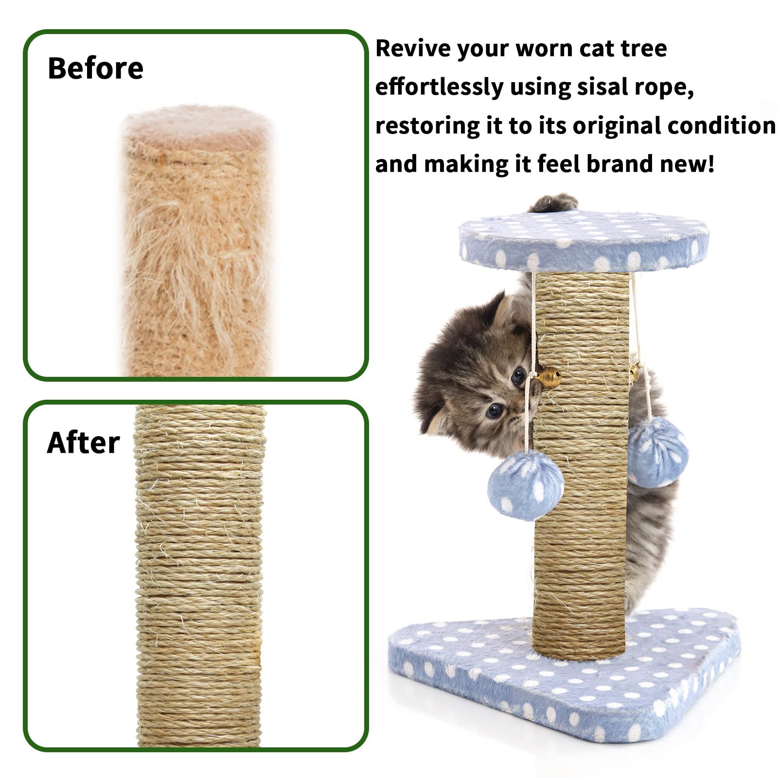 TienYow sisal rope texture close-up highlights natural fibers for cats