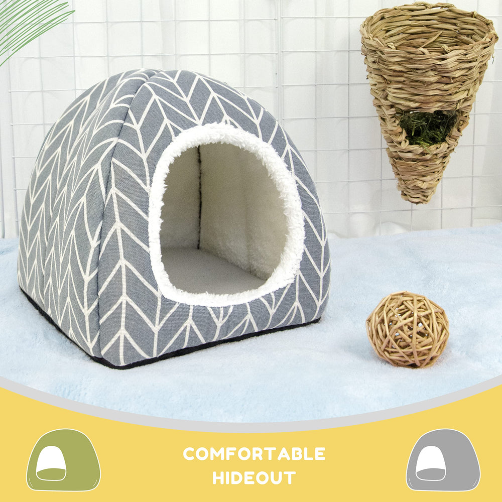Tierecare Guinea Pig Hideout Bed dimensions 9.8x9.8x10.6 inches for small pets.