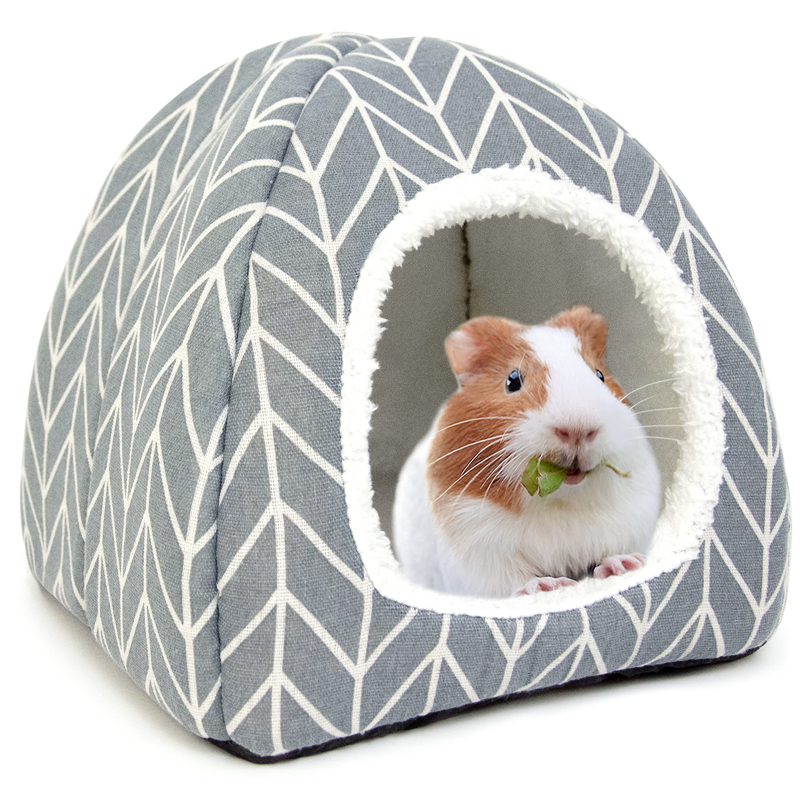 Tierecare Guinea Pig Hideout Bed inside soft plush for warm, cozy naps.