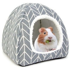 Tierecare Guinea Pig Hideout Bed inside soft plush for warm, cozy naps.