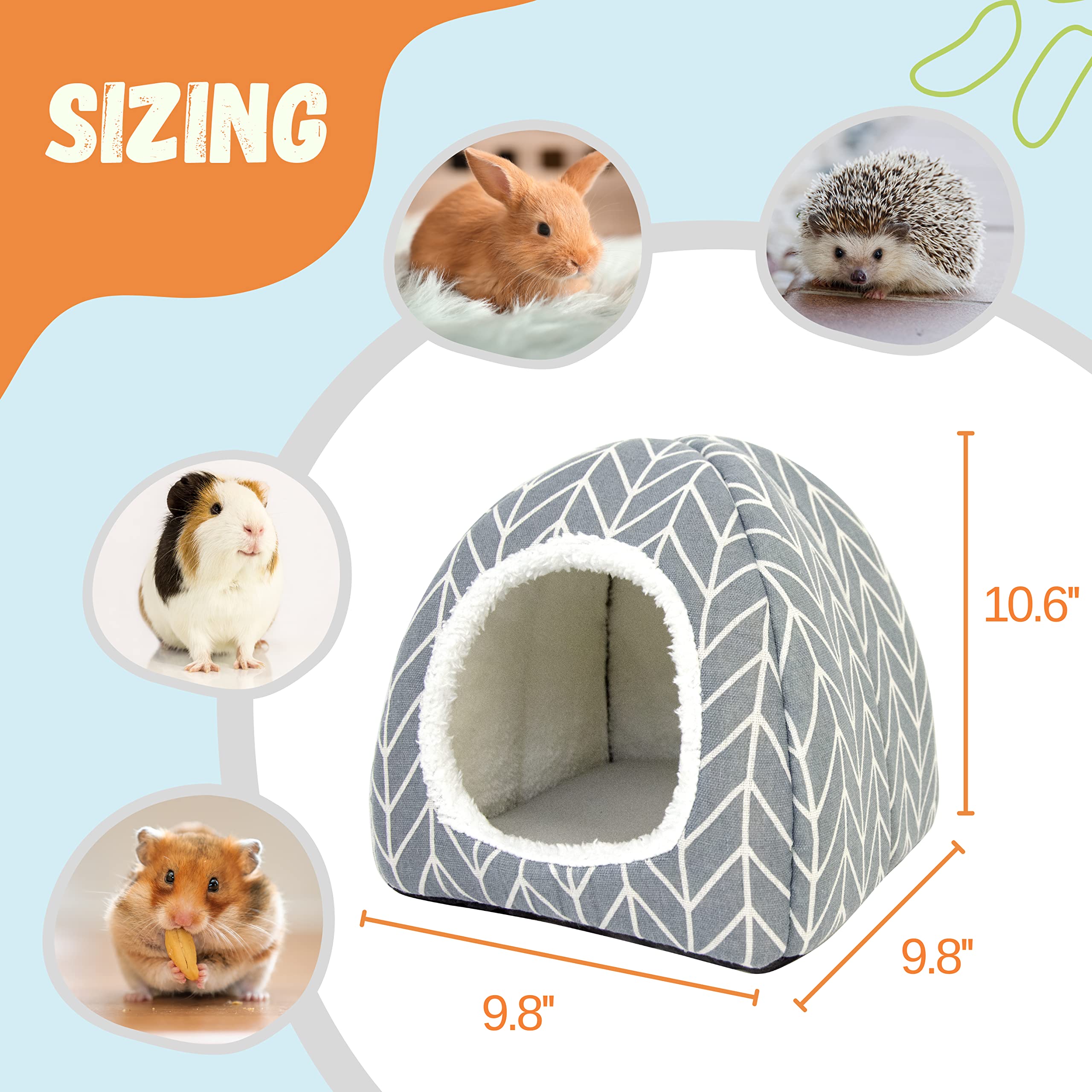Tierecare Guinea Pig Hideout Bed removable pee pad for easy cleaning.