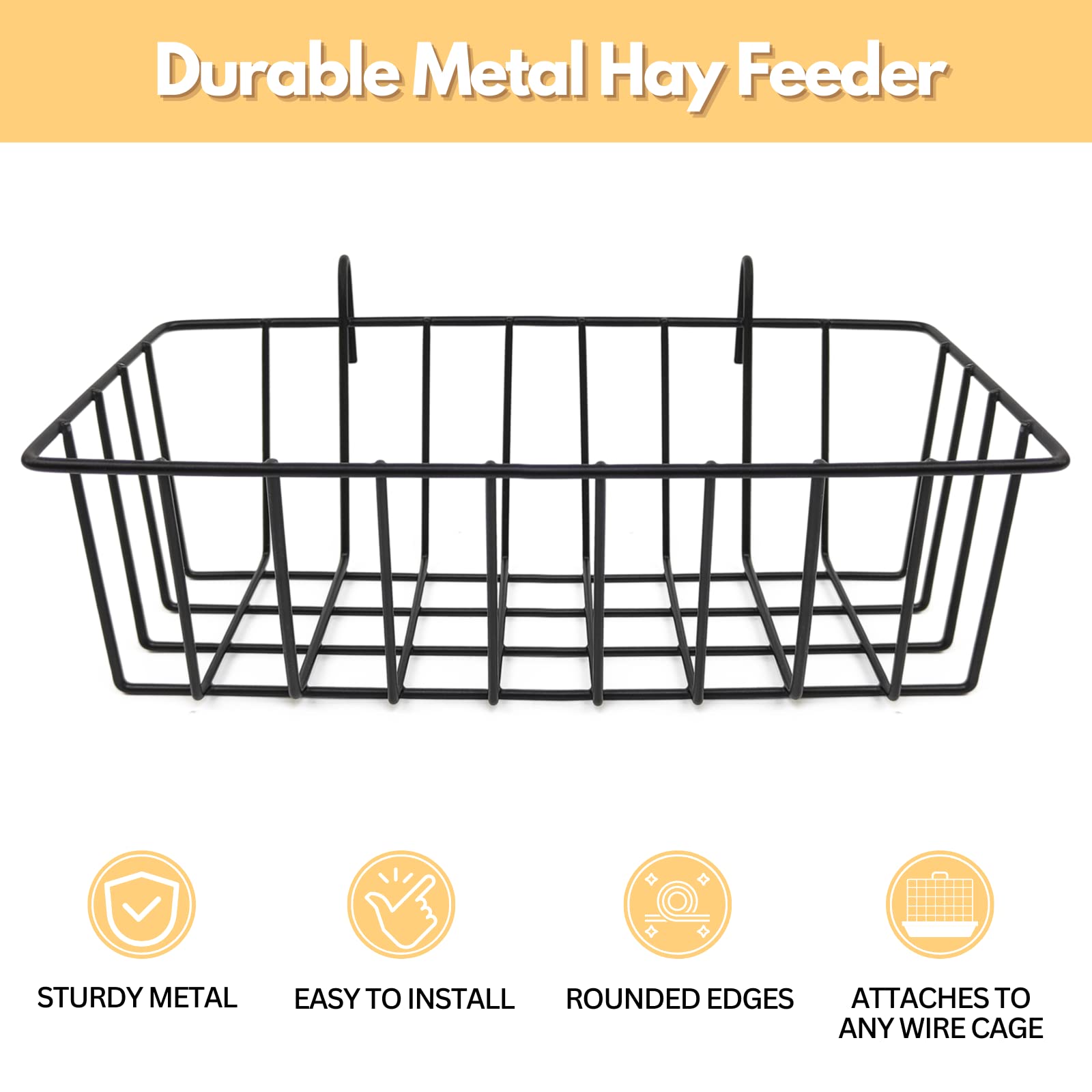 TiereCare hay feeder demonstrates easy hanging installation in a cage.