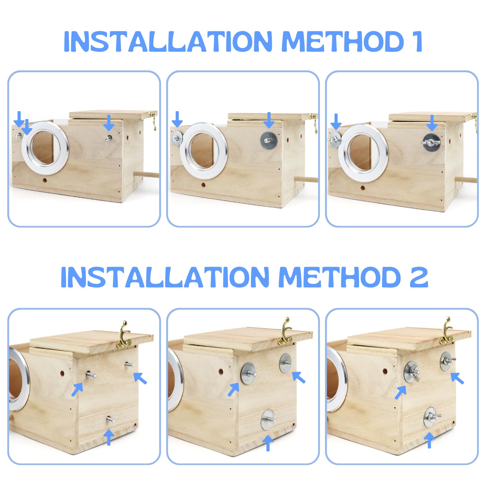 Tierecare parakeet nesting box cage mount install offers stable setup