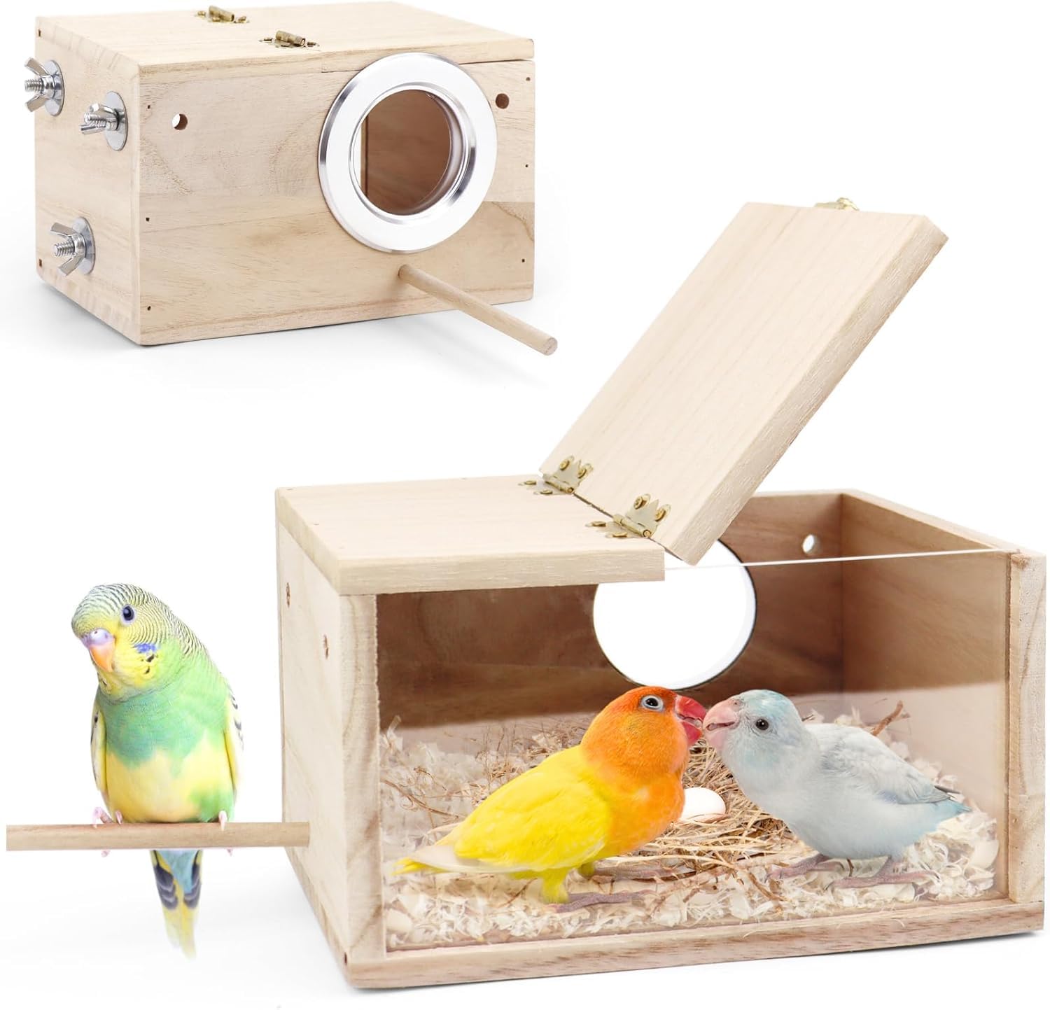 Tierecare parakeet nesting box front panel for clear observation during nesting