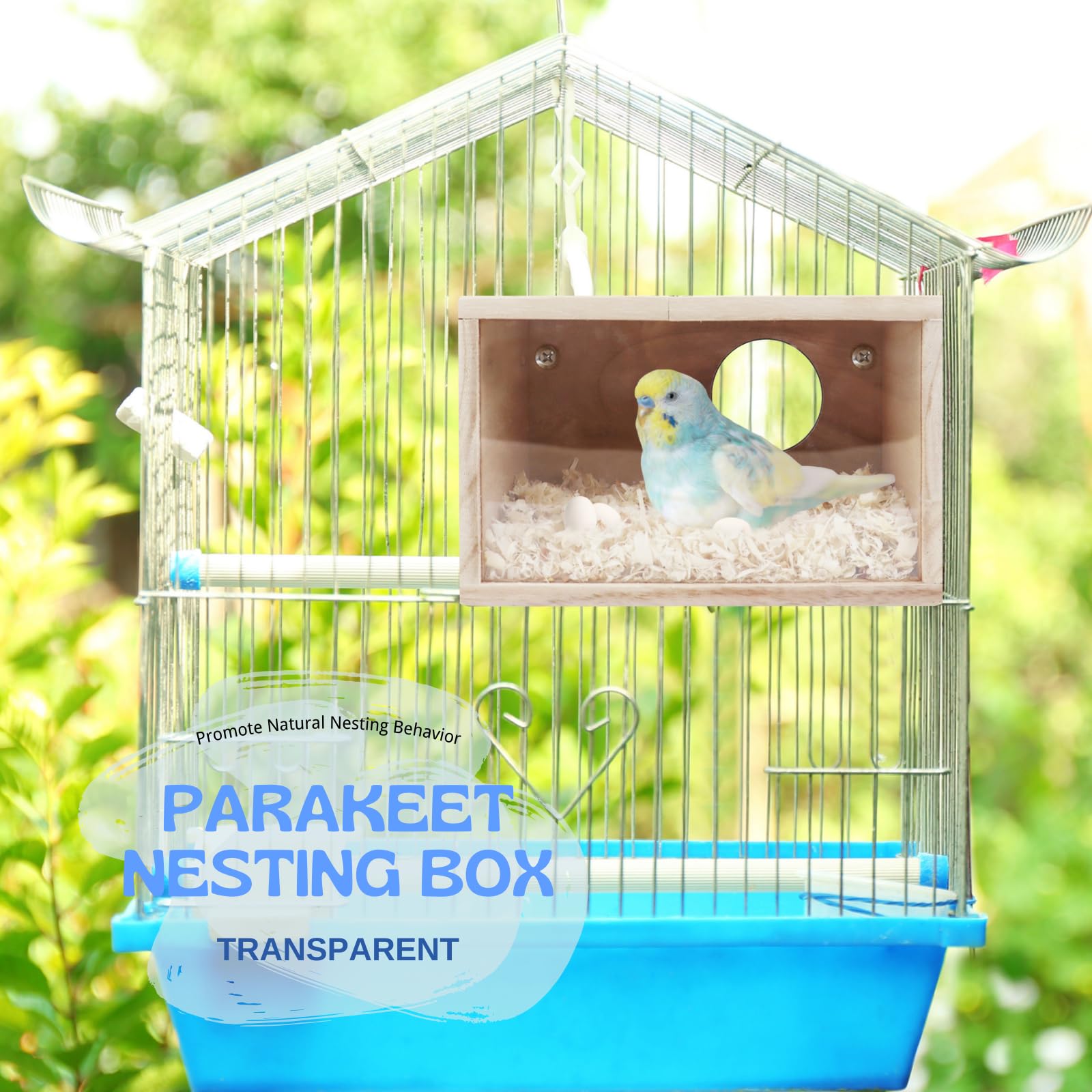 Tierecare parakeet nesting box wooden nest shell adds natural habitat feel