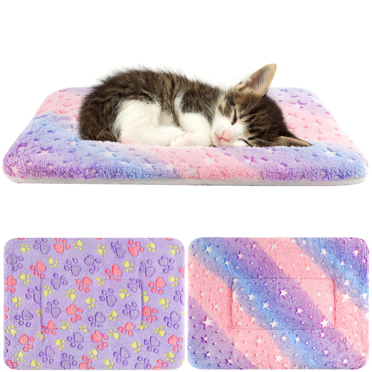 Tierrecare 2-pack cat blanket dual-pattern closeup for cozy versatility.