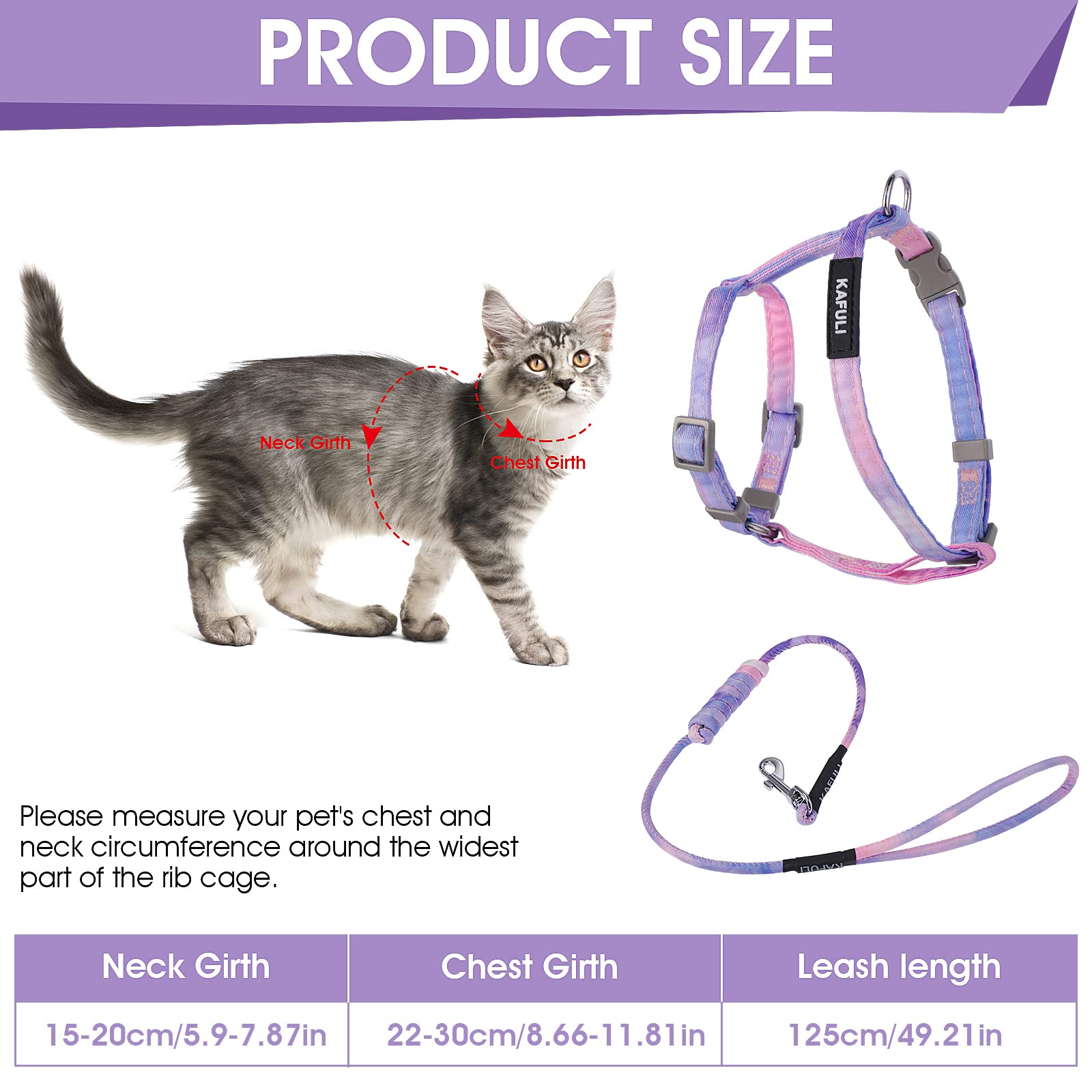 TIESOME gradient purple cat harness with D-rings enables reliable leash attachment.