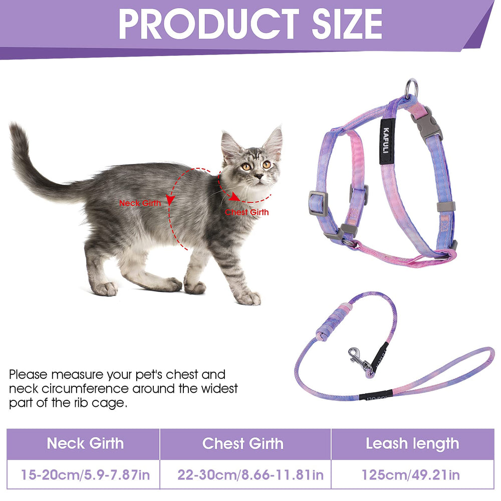 TIESOME gradient purple cat harness with D-rings enables reliable leash attachment.