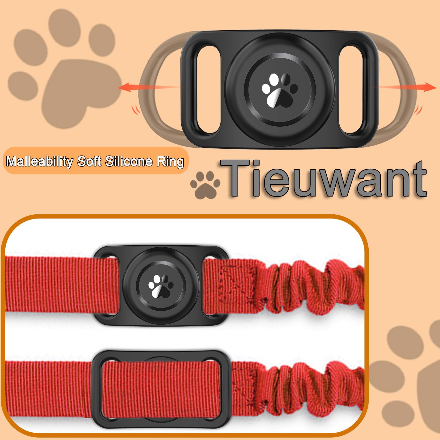 Tieuwant AirTag holder on dog collar during walks and adventures.