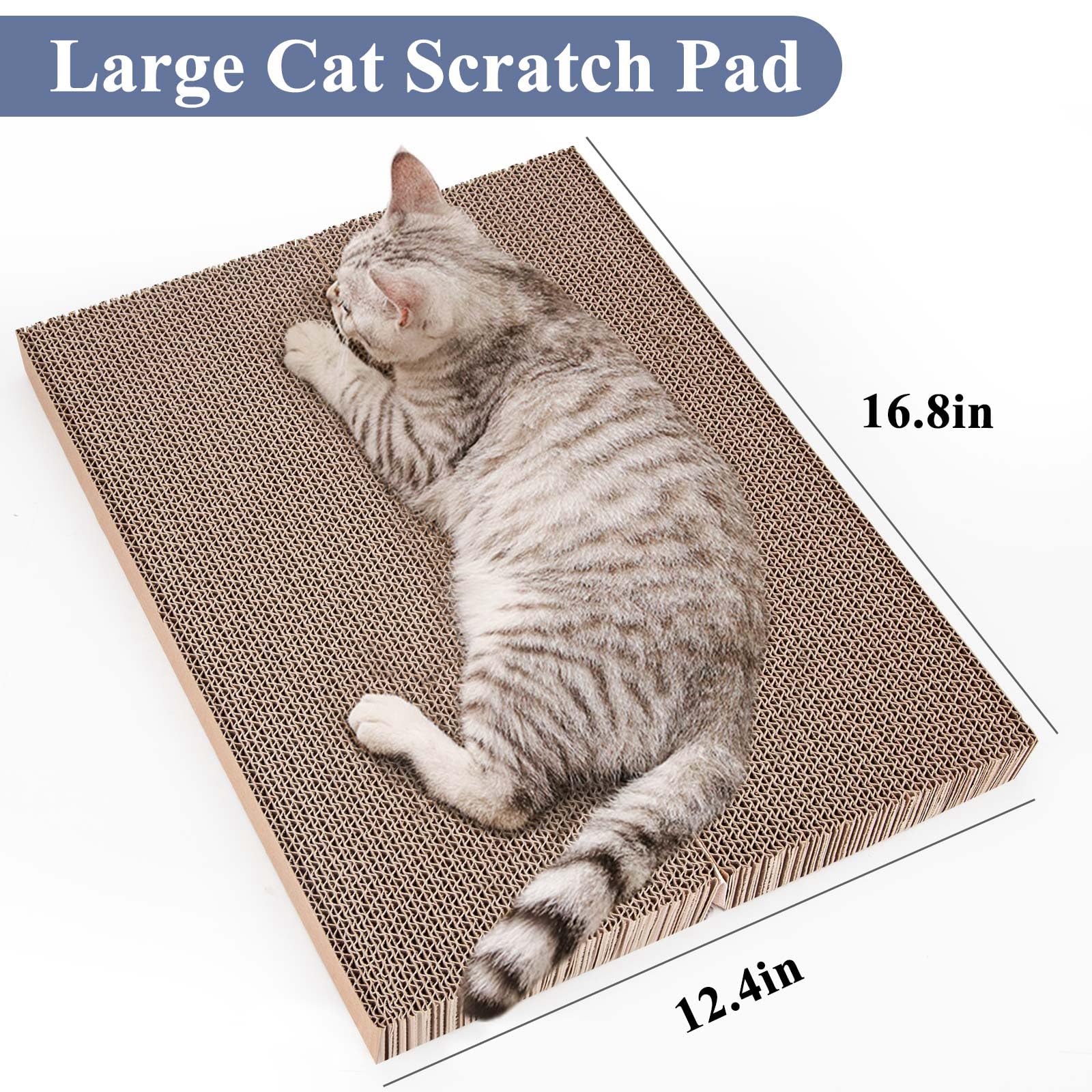 TIGOADT Cat Cardboard Scratcher Refill side view highlights reversible sides for extended use