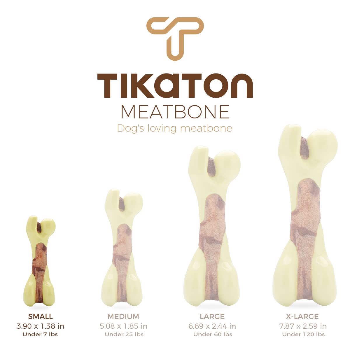 Tikaton teething toy closeup demonstrates ergonomic bone shape for comfortable gnawing.