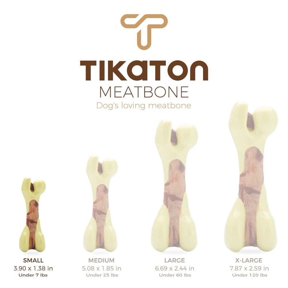Tikaton teething toy closeup demonstrates ergonomic bone shape for comfortable gnawing.
