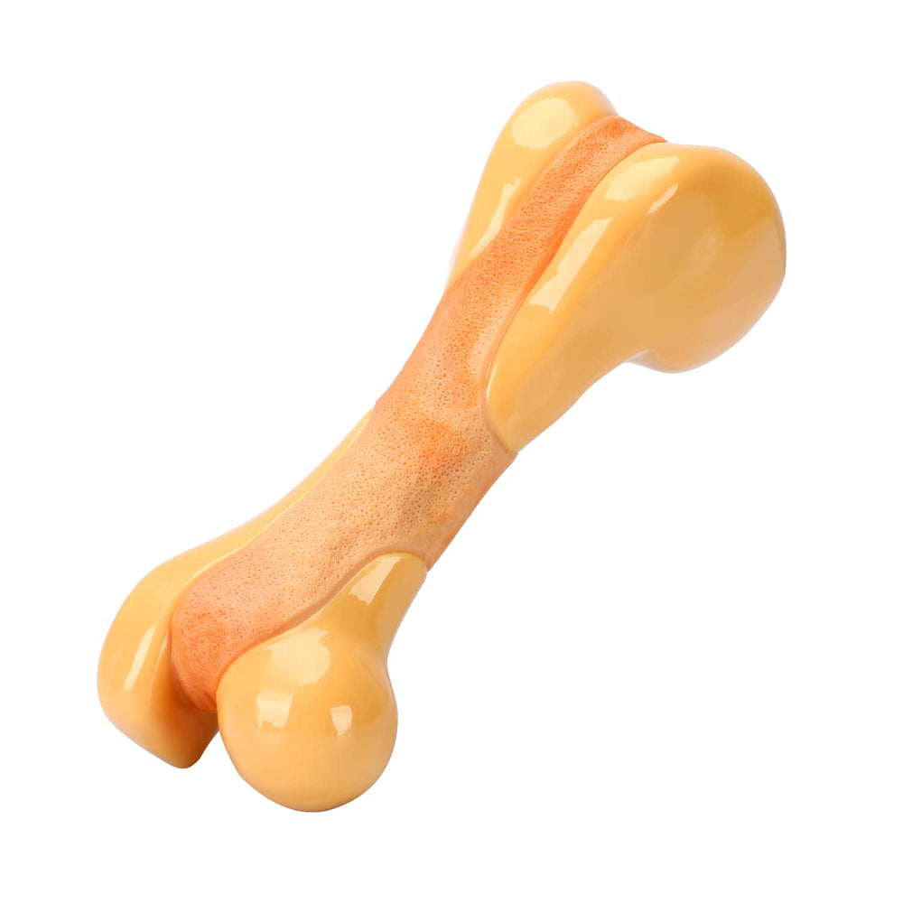 Tikaton indestructible dog chew toy chicken bone close-up, promotes focused chewing and relief from boredom