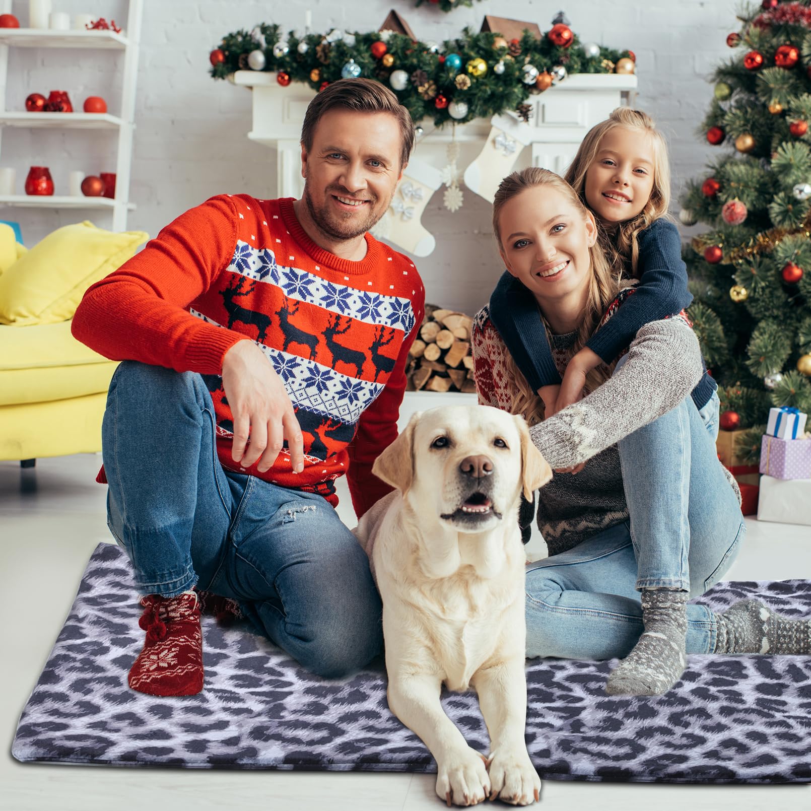 Tikaton MET pet heating pad indoor-use scenario with leopard design