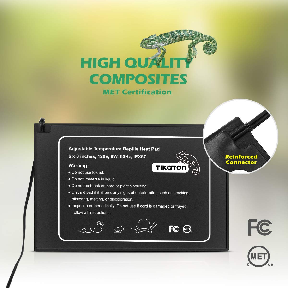 Tikaton Reptile Heat Pad size small option provides compact warmth for 10-20 gallon tanks.
