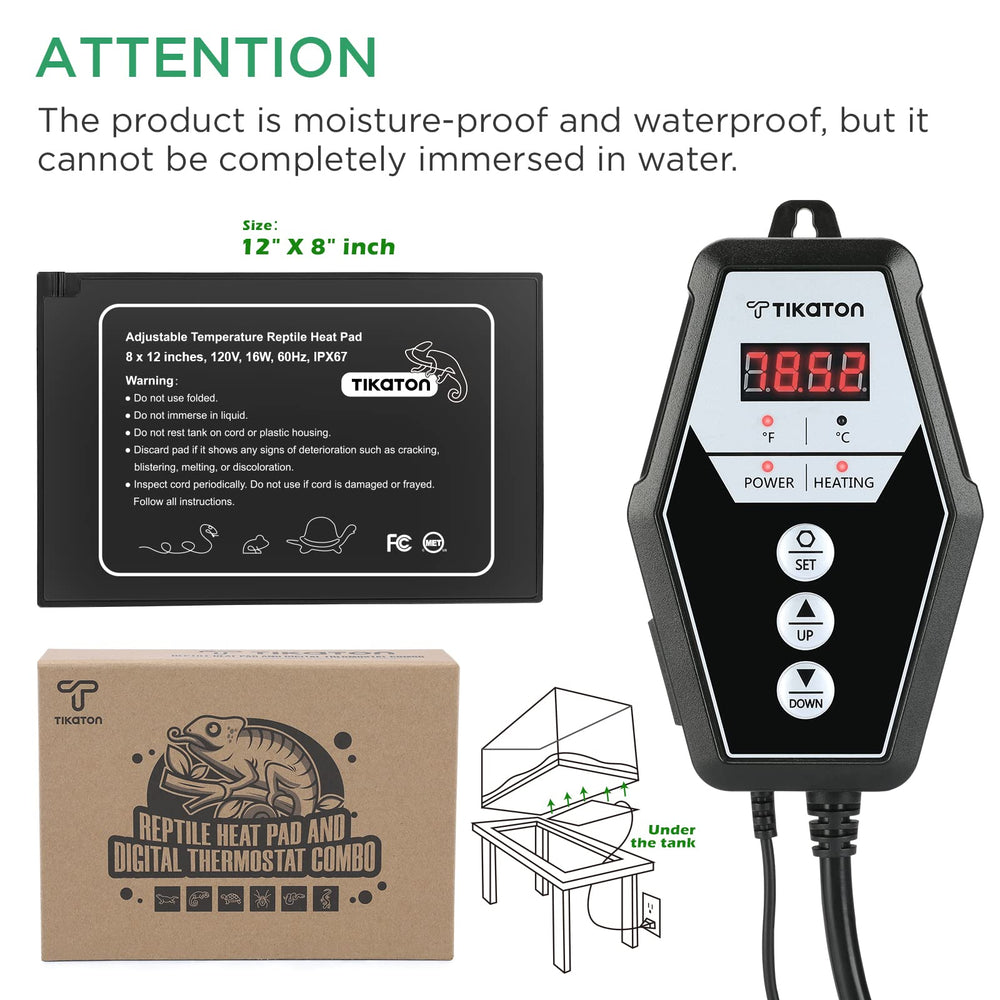 Tikaton temperature range display shows 32 to 210 Fahrenheit for precise settings