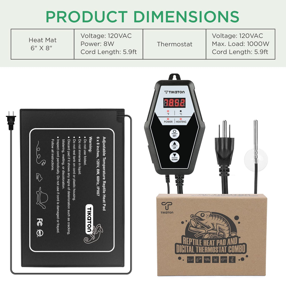 Tikaton digital thermostat display lit for clear temperature control in habitat.