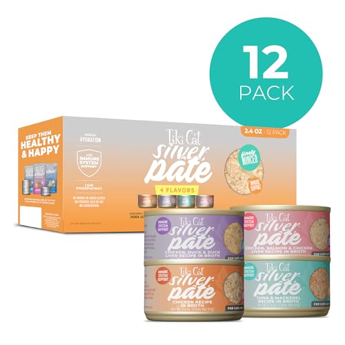 Tiki Cat Silver Pate Variety Pack Cans ready-to-serve meals for aging cats