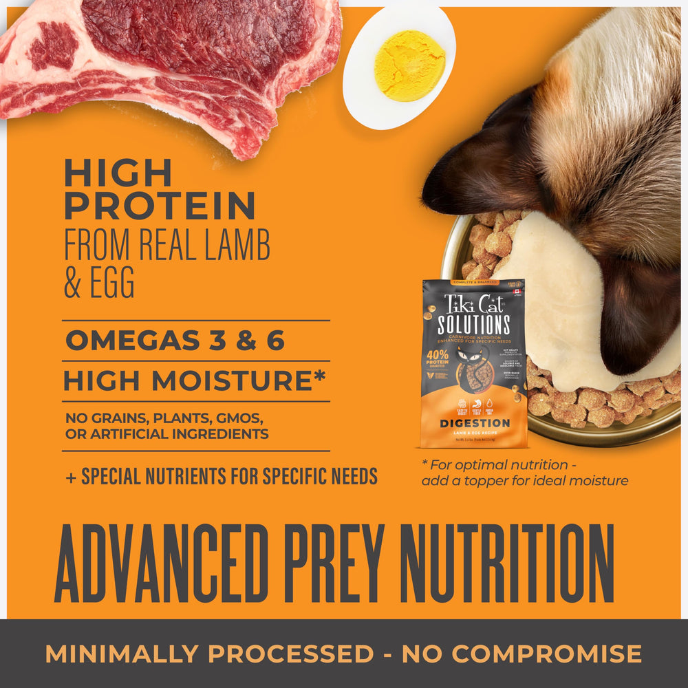 Tiki Cat Solutions Digestion Fiber Sources visual highlights soluble and insoluble fibers