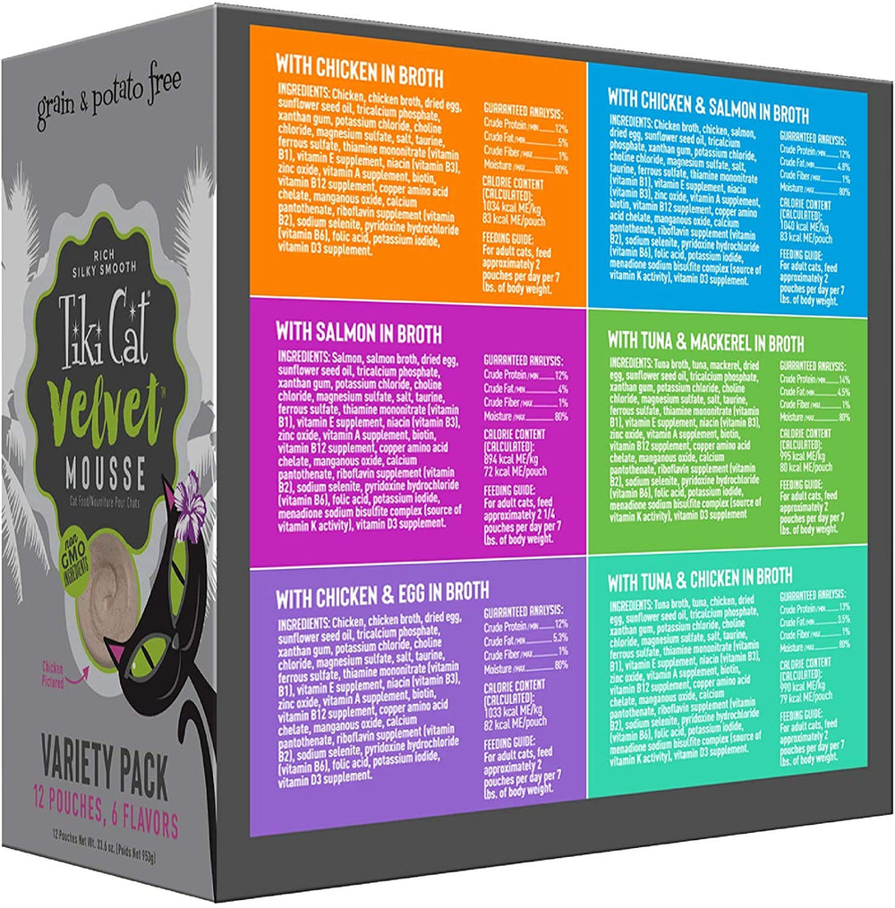 Tiki Cat Velvet Mousse chicken pouch emphasizes high-protein nutrition