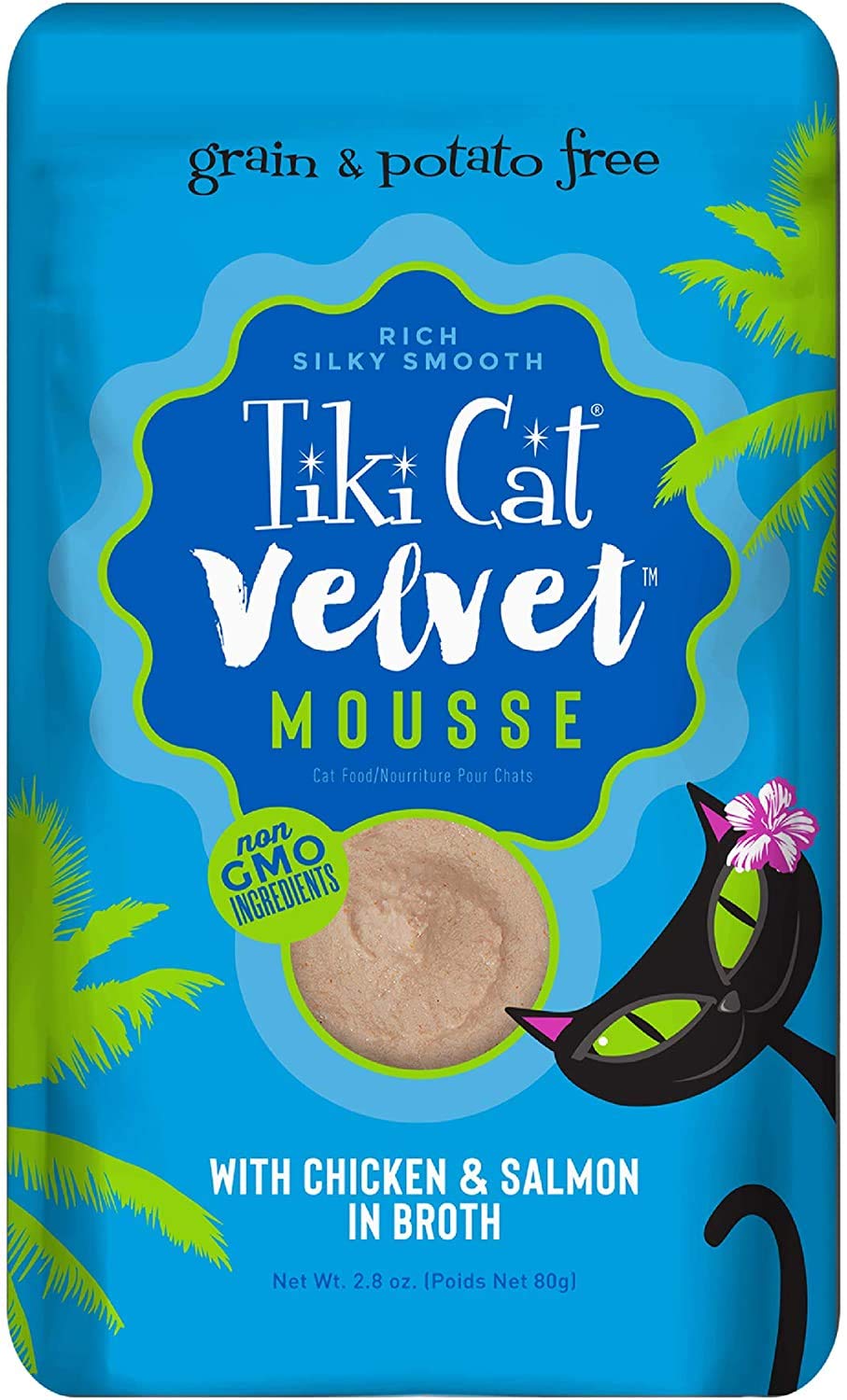 Protein-forward ingredients in Tiki Cat Velvet Mousse cater to carnivore preference