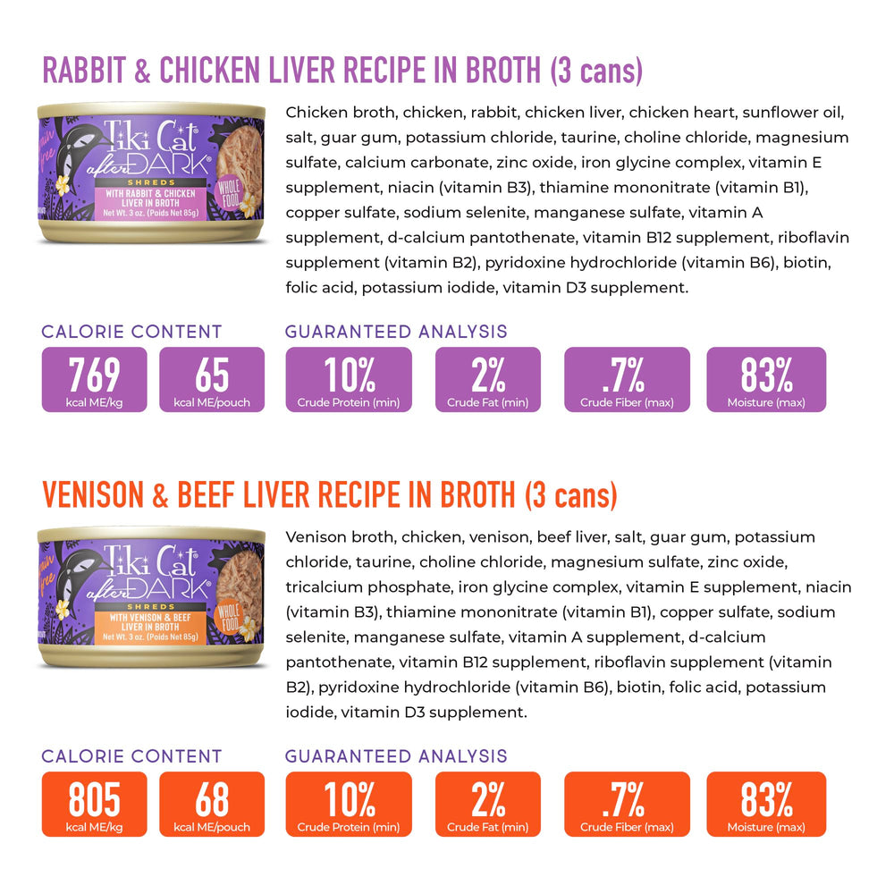 Tiki Cat After Dark Shreds no artificial preservatives keeps meals simple.