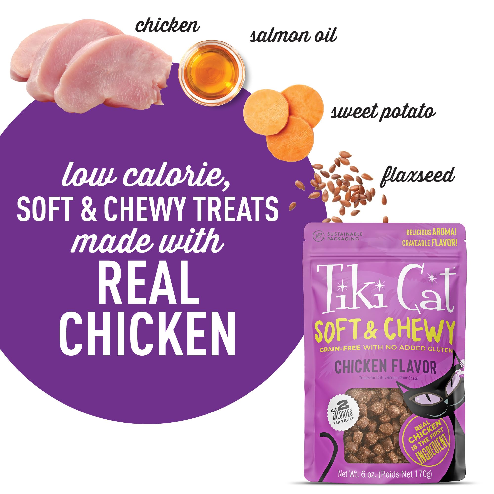 Tiki Cat Soft & Chewy chicken-treat pouch 6oz convenient on-the-go snack