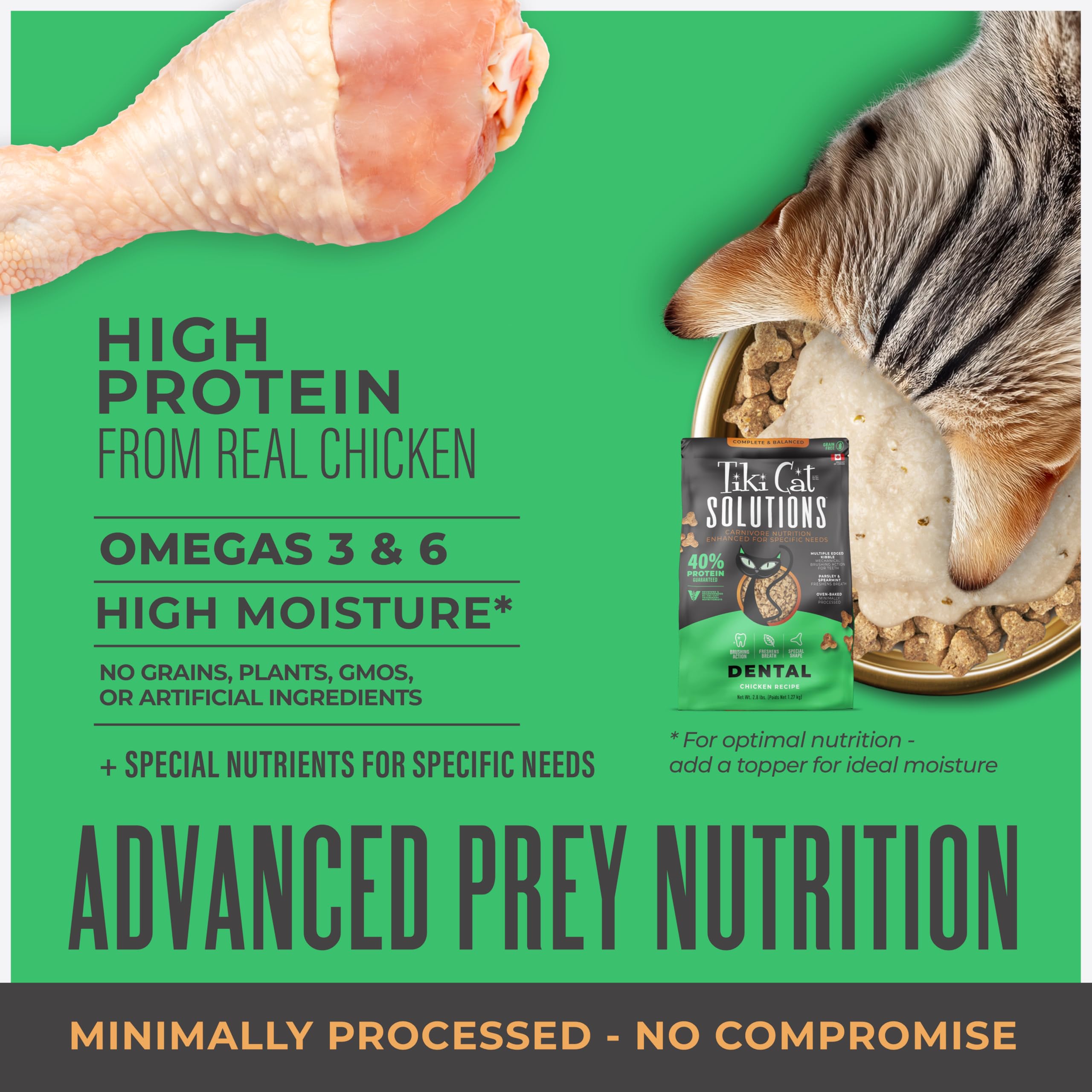 Tiki Cat Solutions parsley-mint breath closeup conveys breath-freshening herbs.