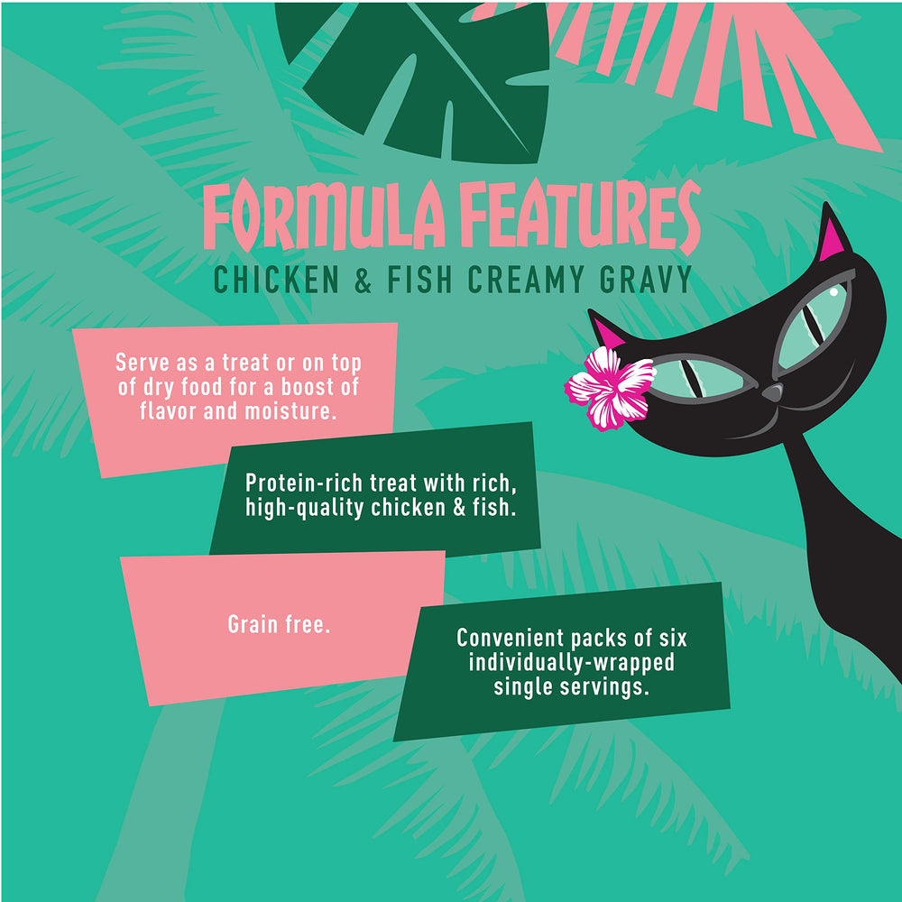 Tiki Pets Tiki Cat Stix mousse poured over dry food adds moisture