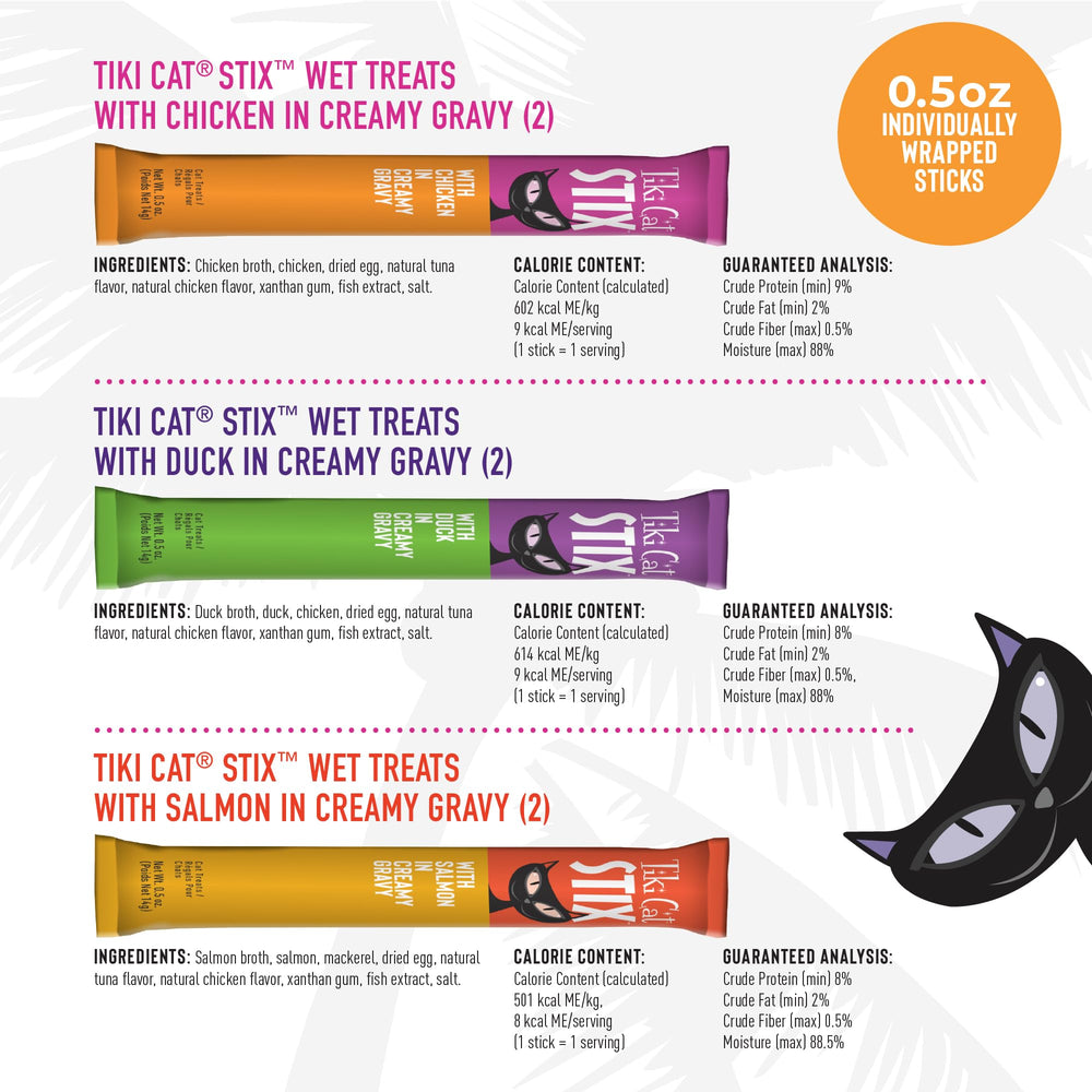 Tiki Cat Stix single-serve pouch demonstrates convenient portioning on the go.