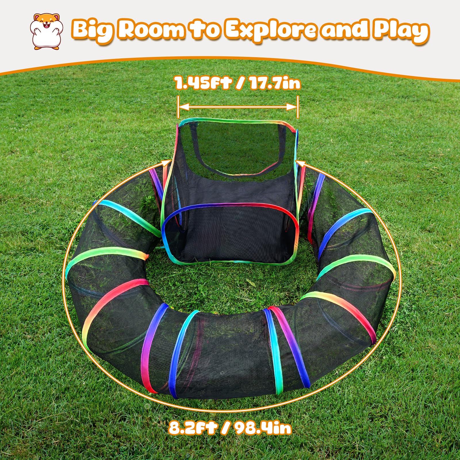 TIKIWIK rainbow playpen with gradient design enhances the play area.