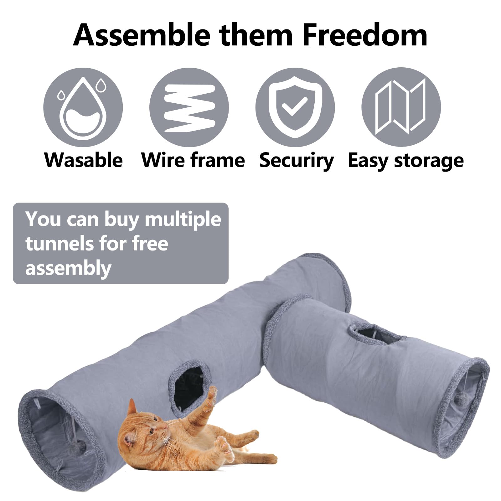 TiLanmiy cat tunnel compact storage folded for easy transport and storage.