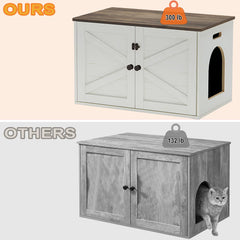 Timberer cat litter box enclosure open divider demonstrates removable divider for bigger cats.